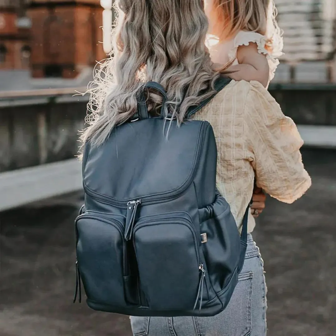 Faux Leather Signature Nappy Backpack