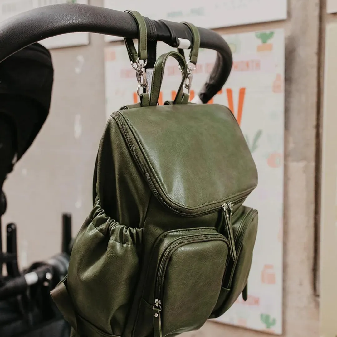 Faux Leather Signature Nappy Backpack