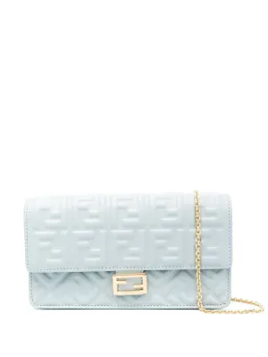 FF Embossed Baguette Leather Wallet on Chain
