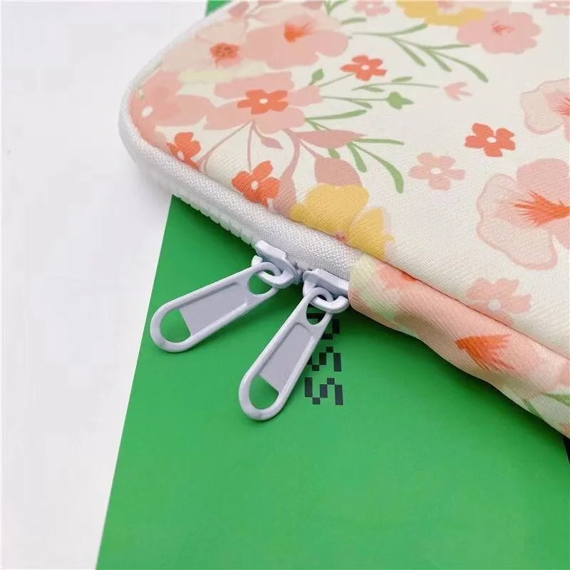 Flower Pattern Laptop Sleeve Liner Bag 11 13 14 15 Inch Cover for Macbook Ipad Pro 10.5 11 12.9 Air 1 2 3 4 Pouch