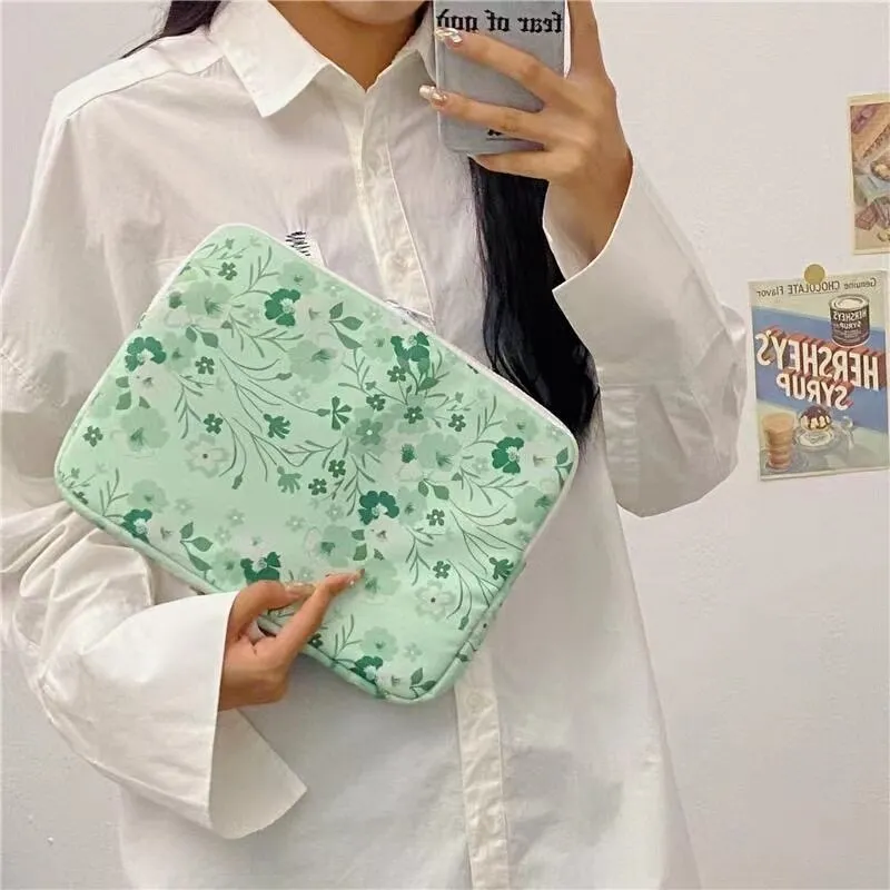 Flower Pattern Laptop Sleeve Liner Bag 11 13 14 15 Inch Cover for Macbook Ipad Pro 10.5 11 12.9 Air 1 2 3 4 Pouch