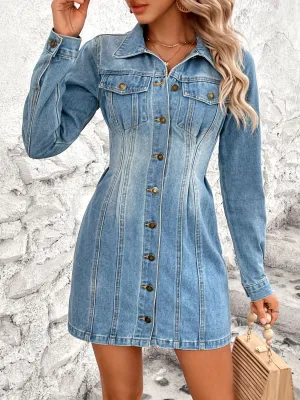 Foxfield Button-Up Denim Mini Dress