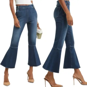Frame Denim Flounce Side Zip Jeans High Rise Cropped Flare Stretch Dark Wash 25