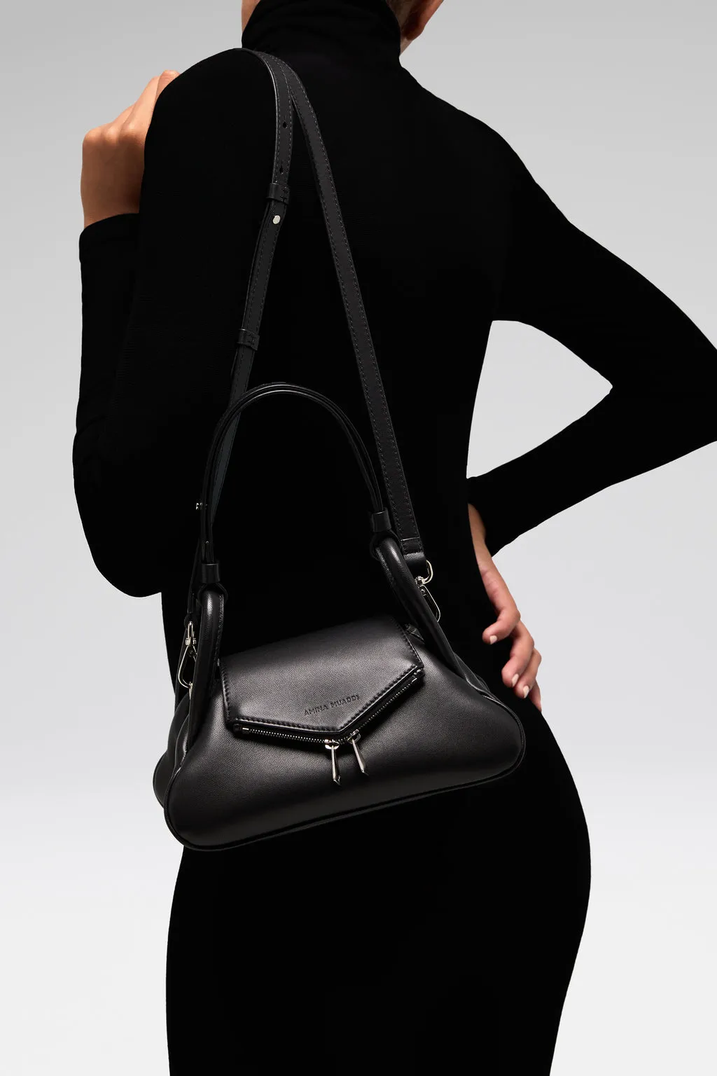 Gemini Small Shoulder Bag Black Nappa