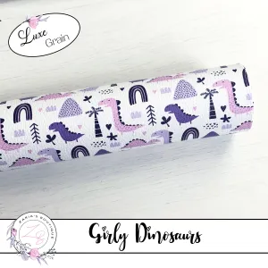 ⋅ Girly Dinosaurs ⋅ Pink & Purple ⋅ Custom Luxe Grain Vegan Faux Leather