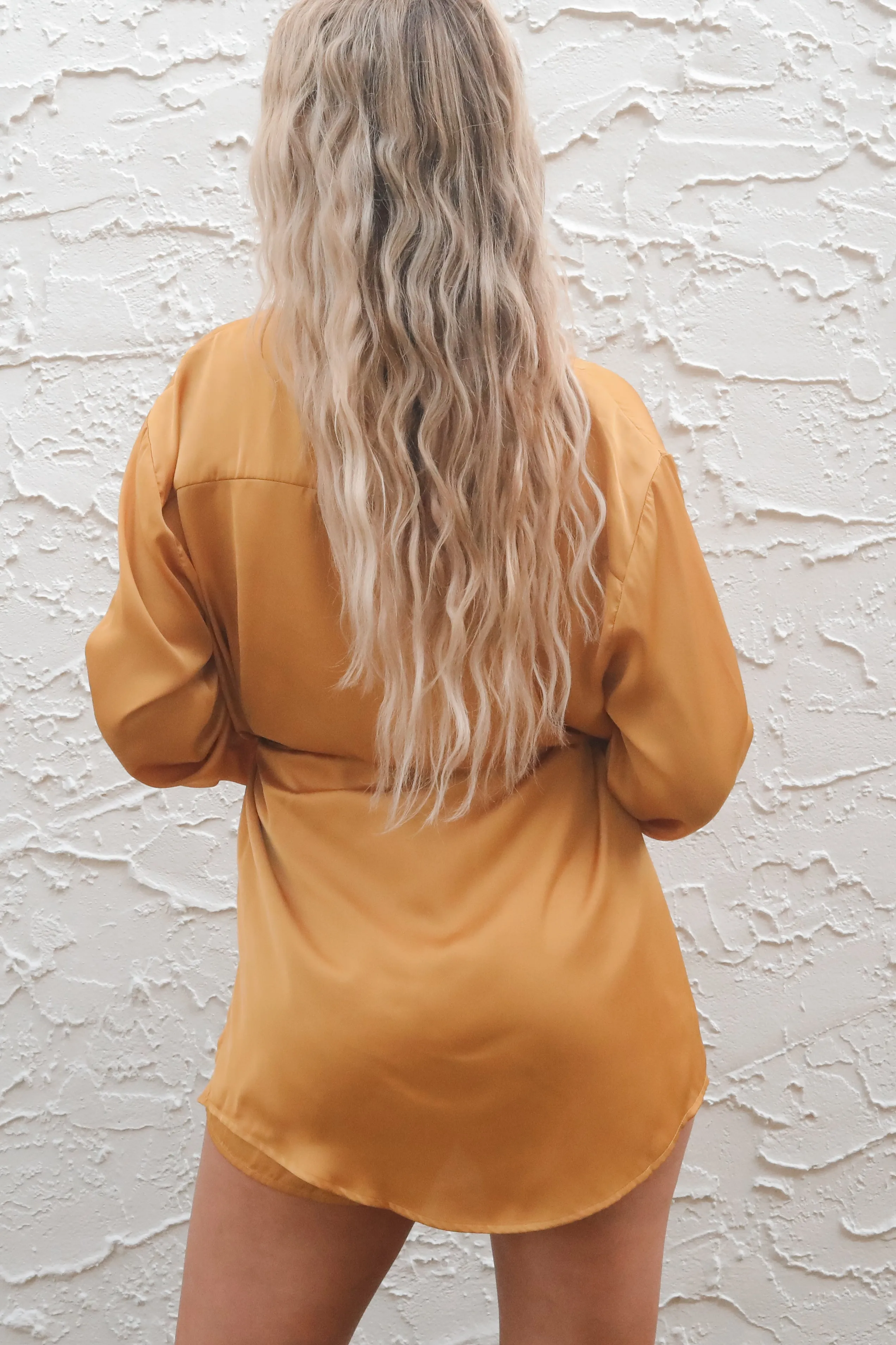 Giving Beverly Hills Satin Button Up Romper Dress