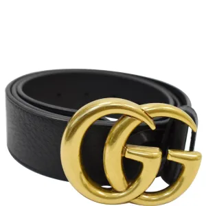 GUCCI Double G Buckle Black Leather Belt Black 406831