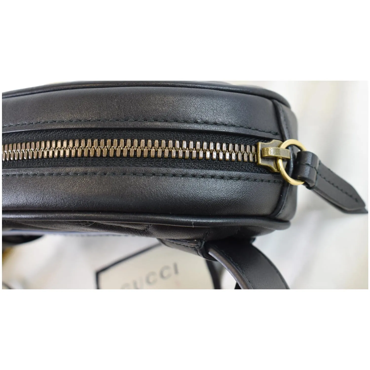 GUCCI GG Marmont Matelasse Leather Belt Bag Black 476434