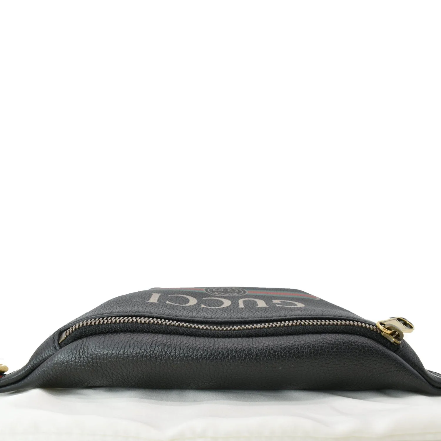GUCCI Print Grained Calfskin Leather Small Belt Bag Black 527792