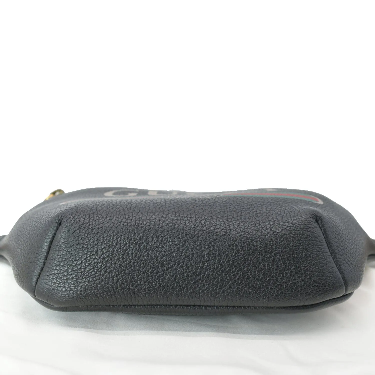 GUCCI Print Grained Calfskin Leather Small Belt Bag Black 527792