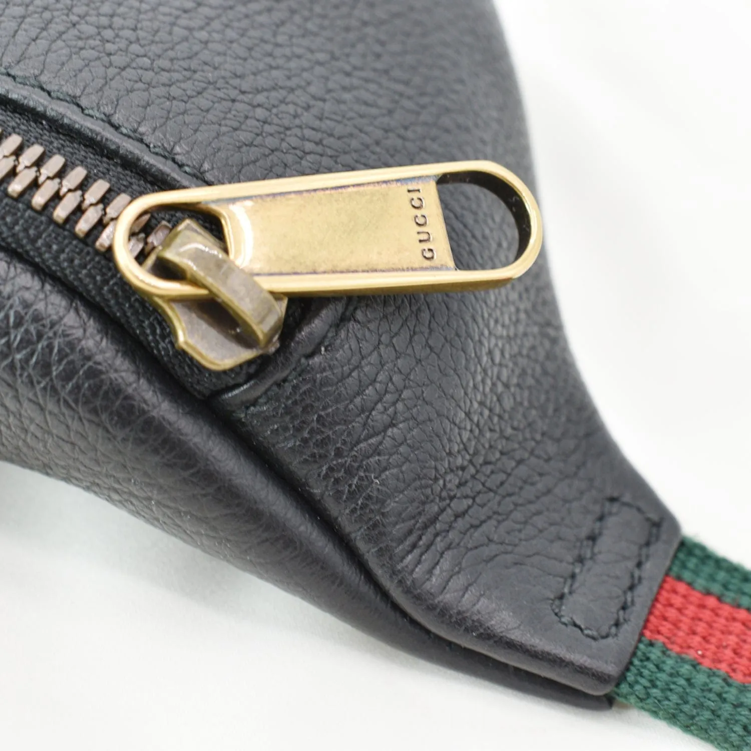 GUCCI Print Grained Calfskin Leather Small Belt Bag Black 527792