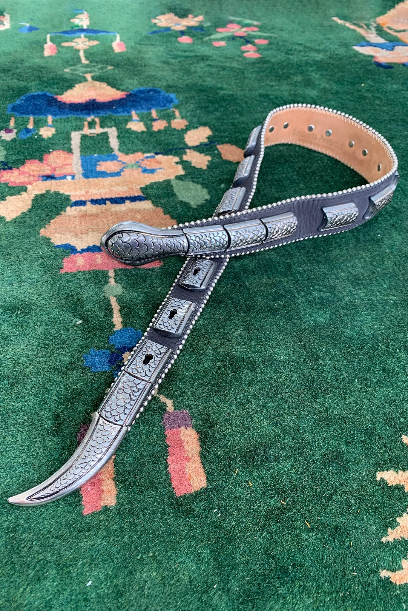 Gunmetal Leather Snake Belt