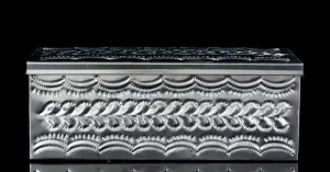 Hand Chiseled Tin Box With Divisions for Tea Bags, Chromed