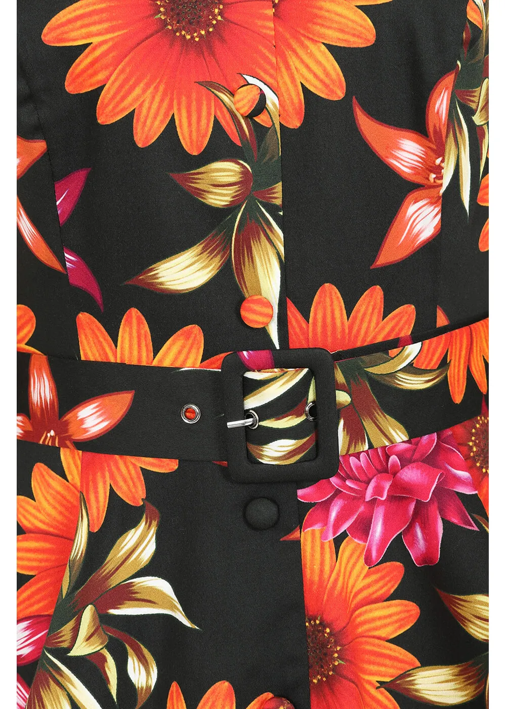 Hearts &amp; Roses Eden Floral 50's Swing Dress Black