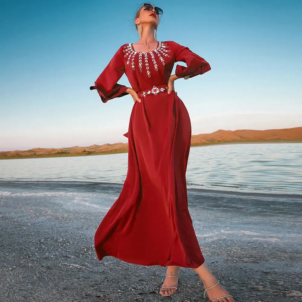 Heavy Duty Hand Sewing Drill Belt - Dark Red Industrial Dress Belt