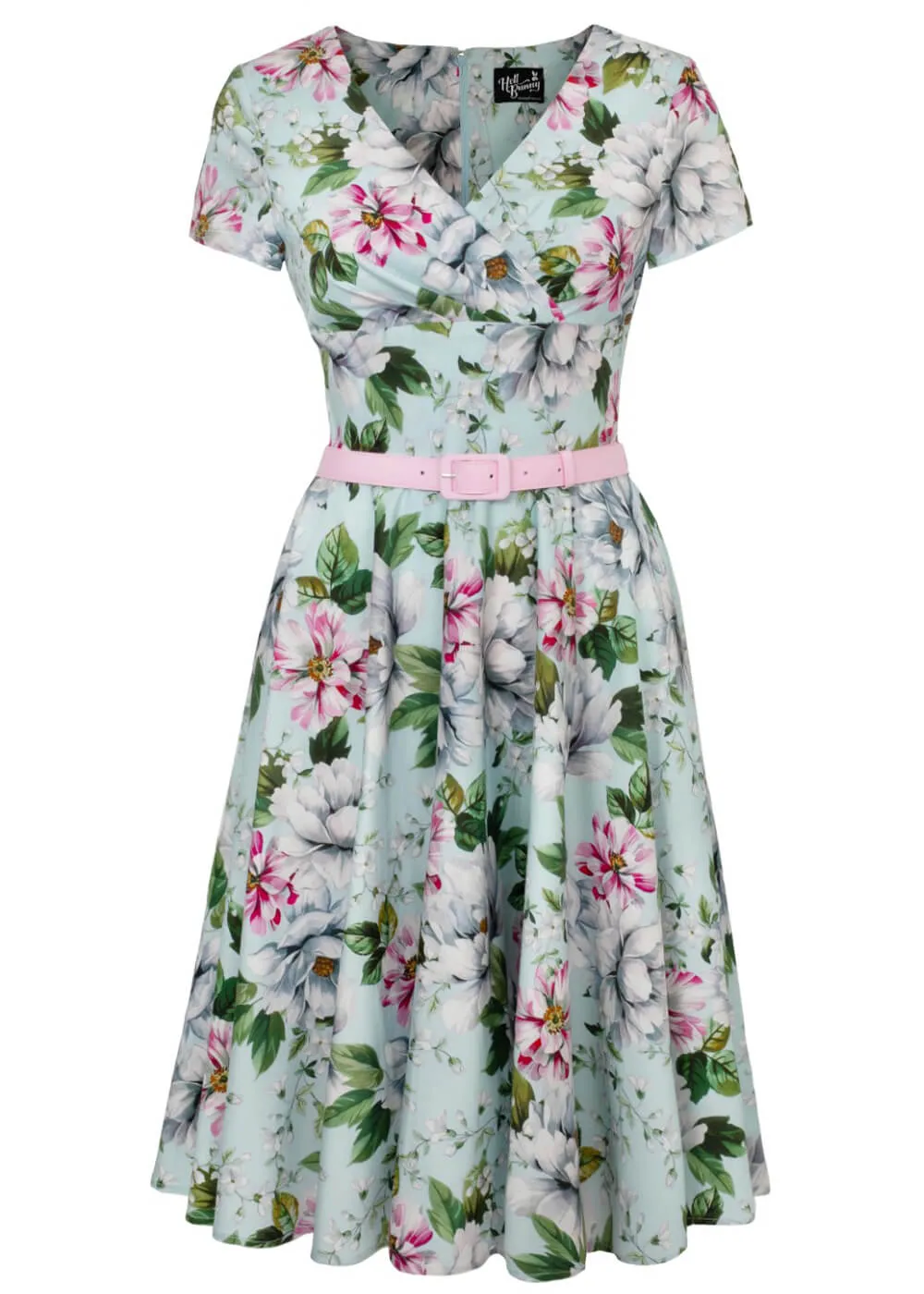 Hell Bunny Rina Floral 50's Swing Dress Blue