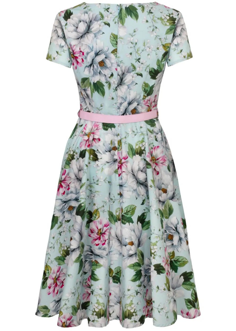 Hell Bunny Rina Floral 50's Swing Dress Blue