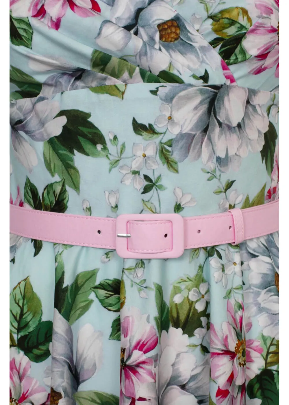 Hell Bunny Rina Floral 50's Swing Dress Blue