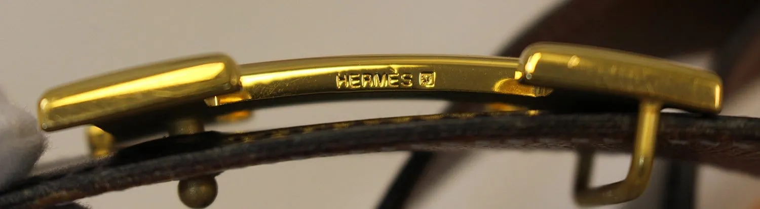 HERMES Belt Constance Buckle H Reversible Black Size 65