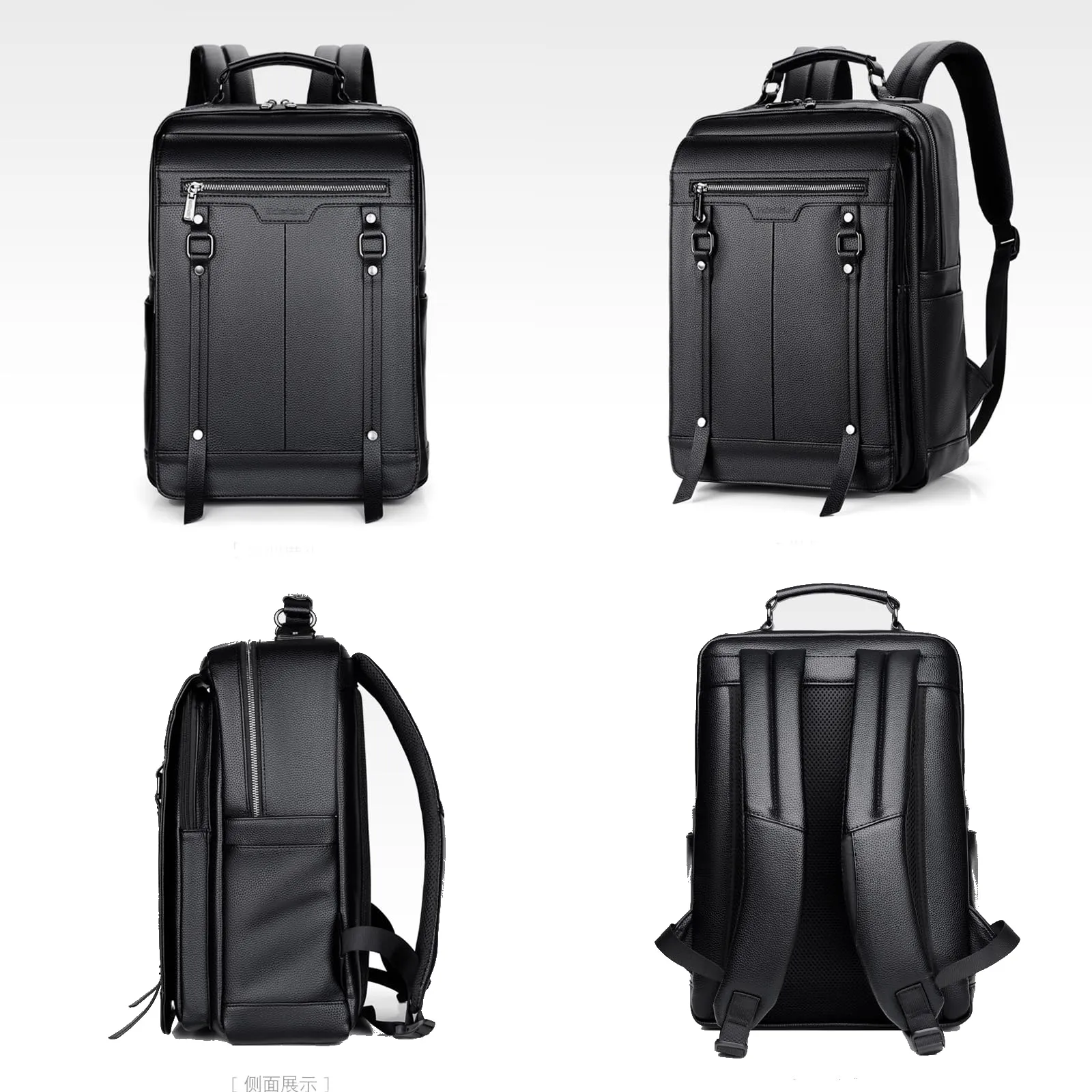 HKZHITOU Leather Laptop Backpack For Men, Business Laptop Smart Bag Fits 15.6 Inch Laptop with USB Charging Port,Medium Water Resistant Backpack for Work Office College