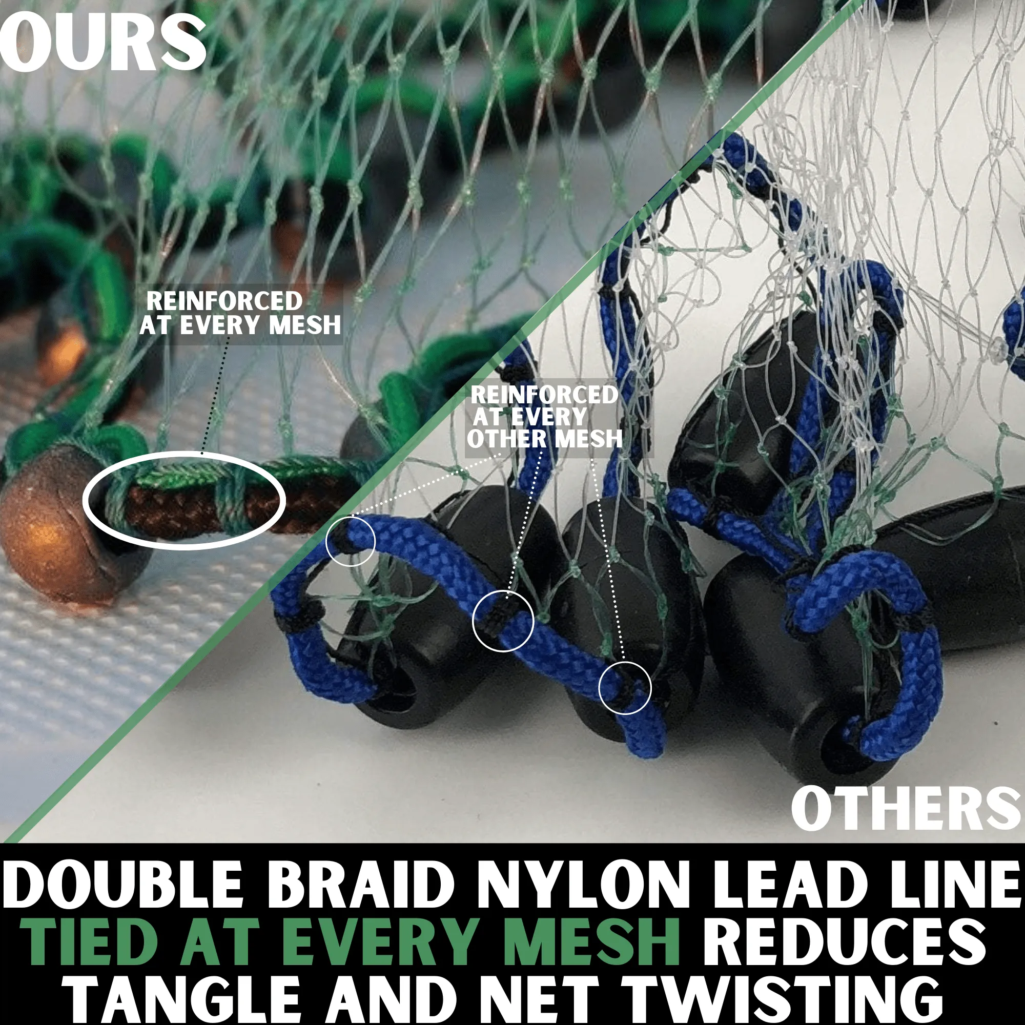 Humpback Ballyhoo Deep Sea Cast Net ( 1/2" Sq. Mesh )