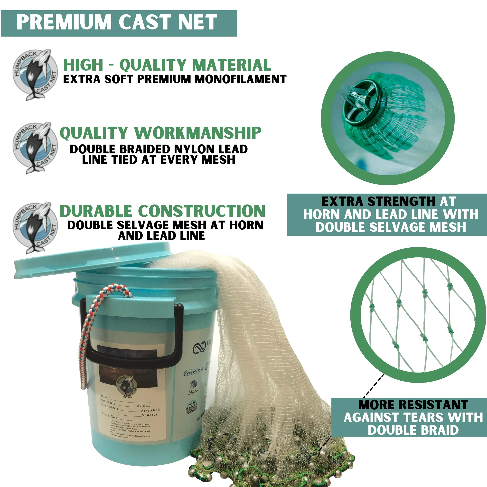 Humpback Minnow Deep Sea Cast Net ( 1/4" Sq. Mesh )
