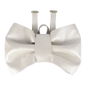 Iono Schoolbag | Bow | Off White Metallic Leather