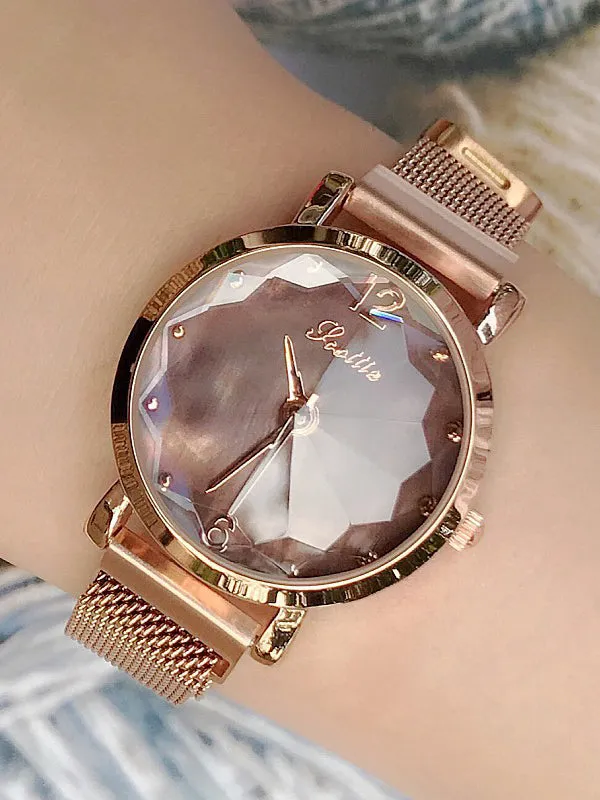 Irregular Mirror Magnet Buckle Watch