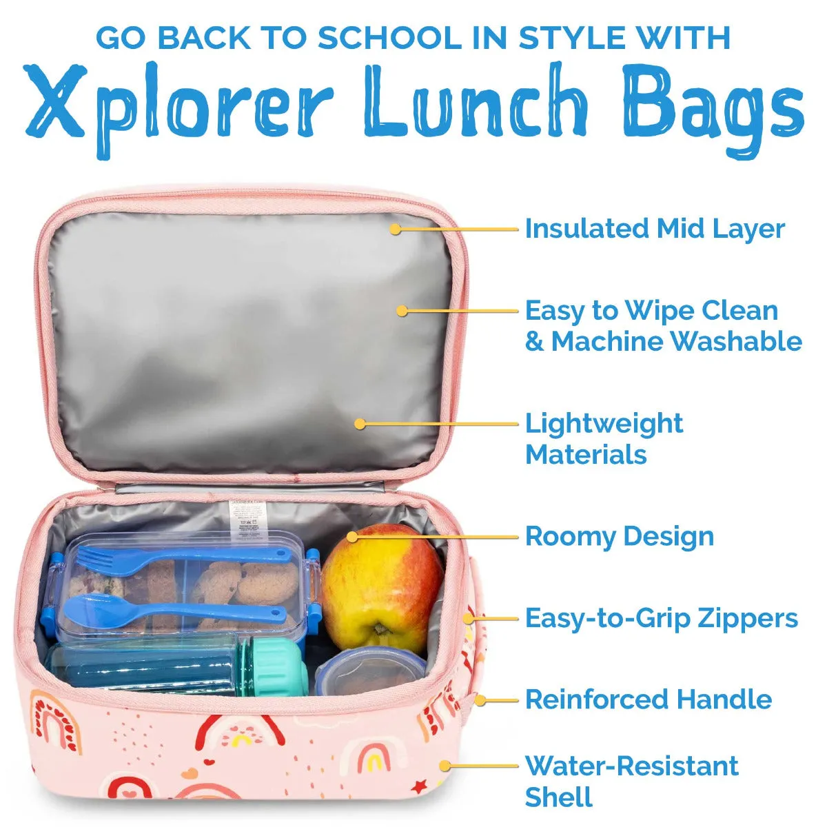 Jan & Jul Kids Lunch Bag - Pink Rainbow