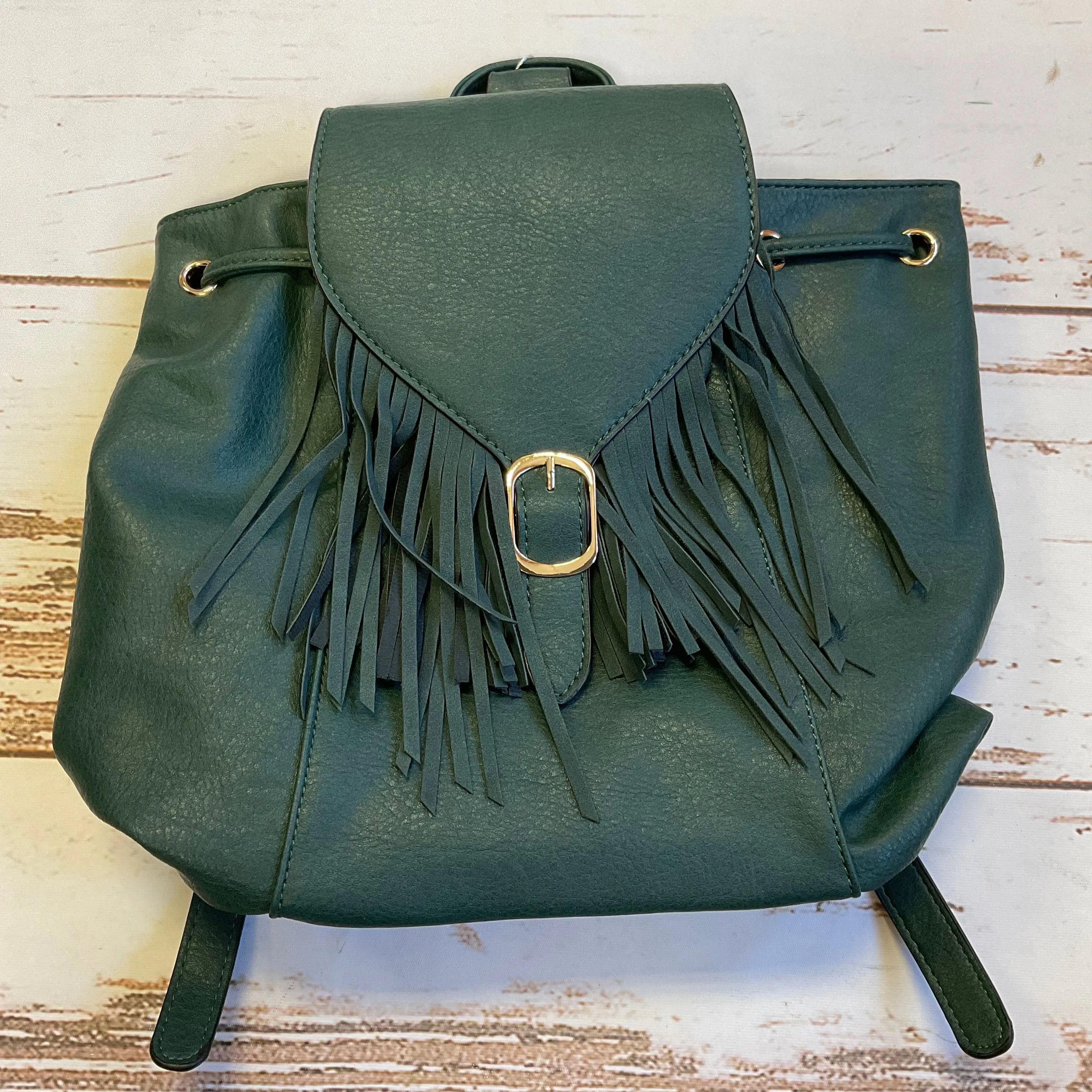 Jewel Bucket Backpacks With Fringe & Tassel Closure