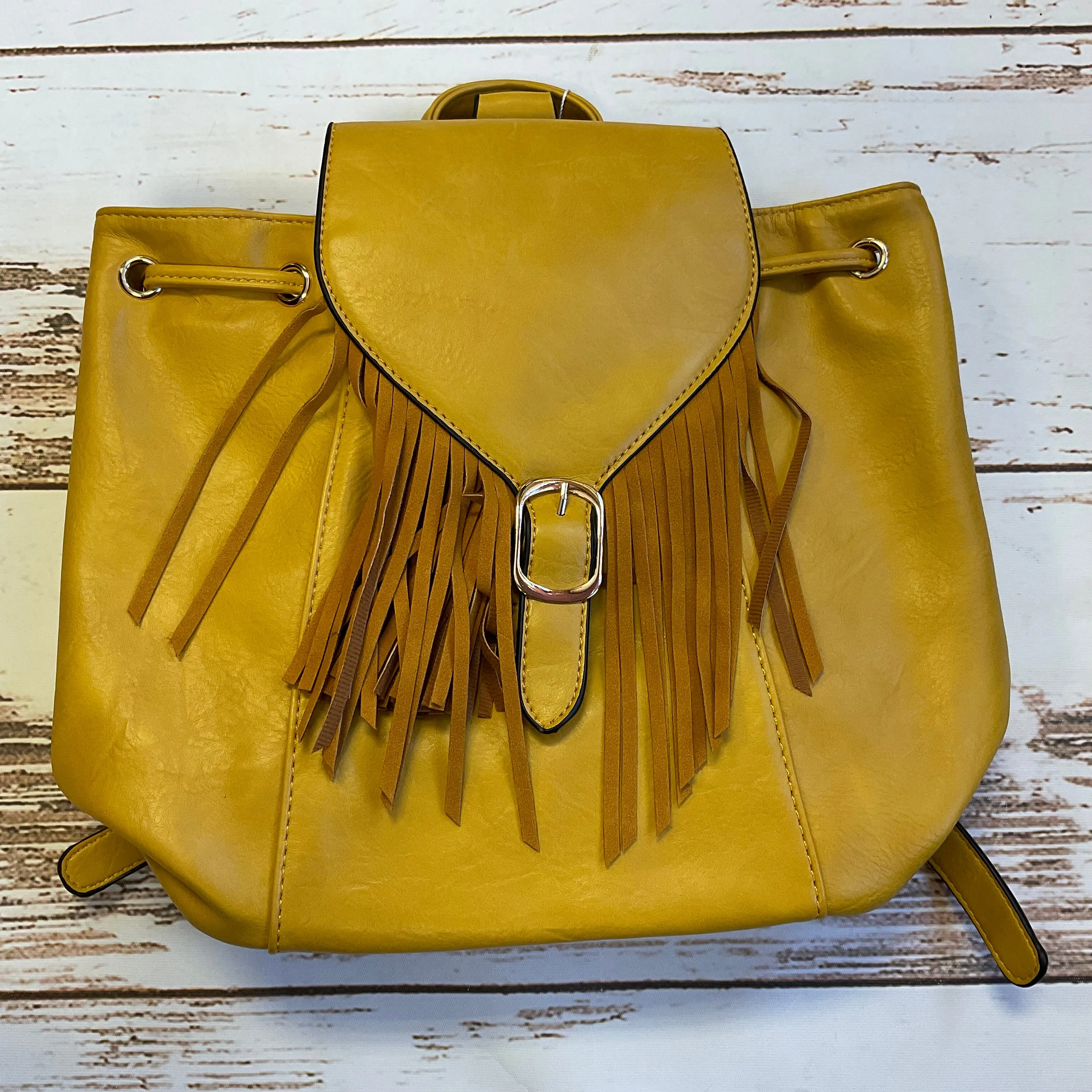 Jewel Bucket Backpacks With Fringe & Tassel Closure