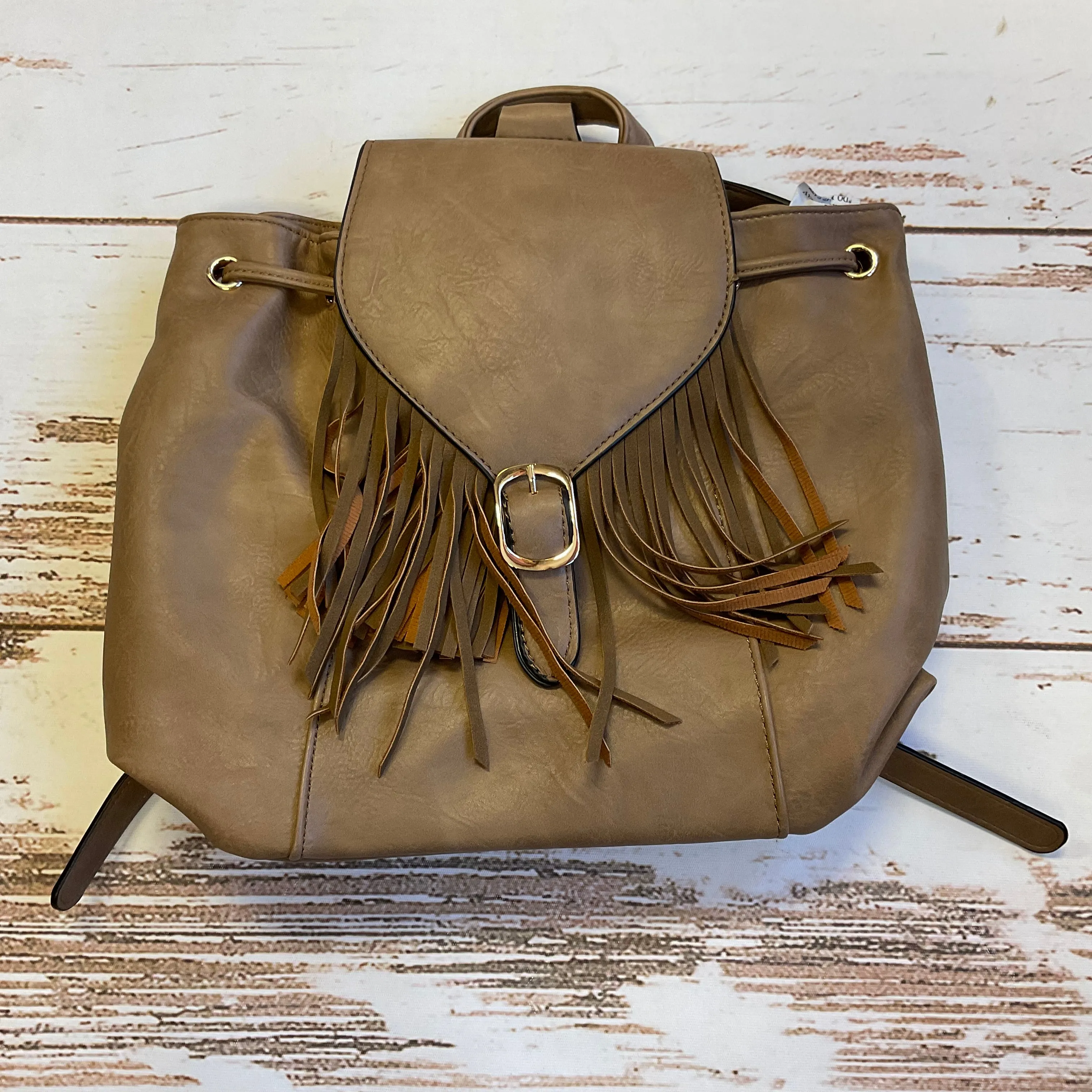Jewel Bucket Backpacks With Fringe & Tassel Closure