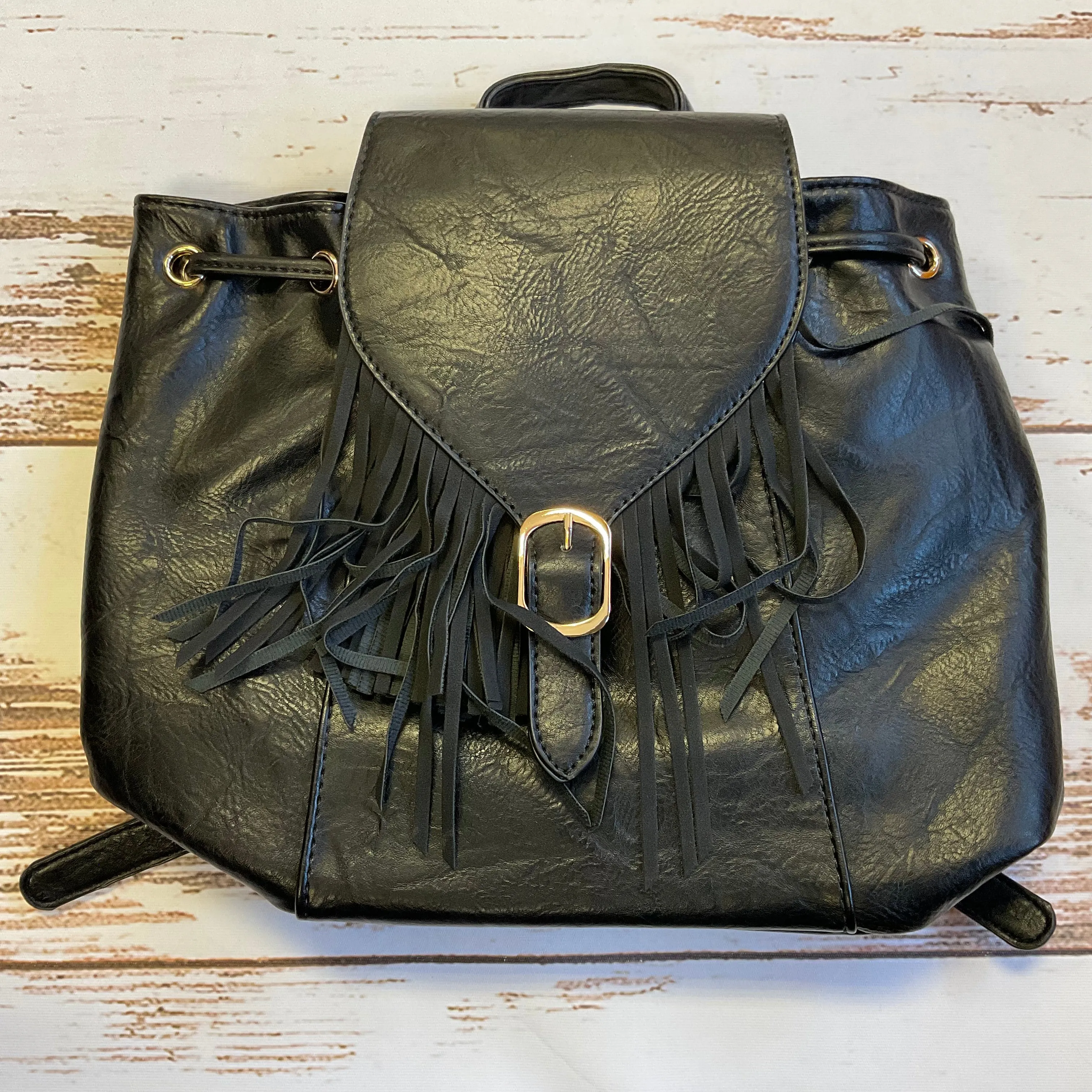 Jewel Bucket Backpacks With Fringe & Tassel Closure