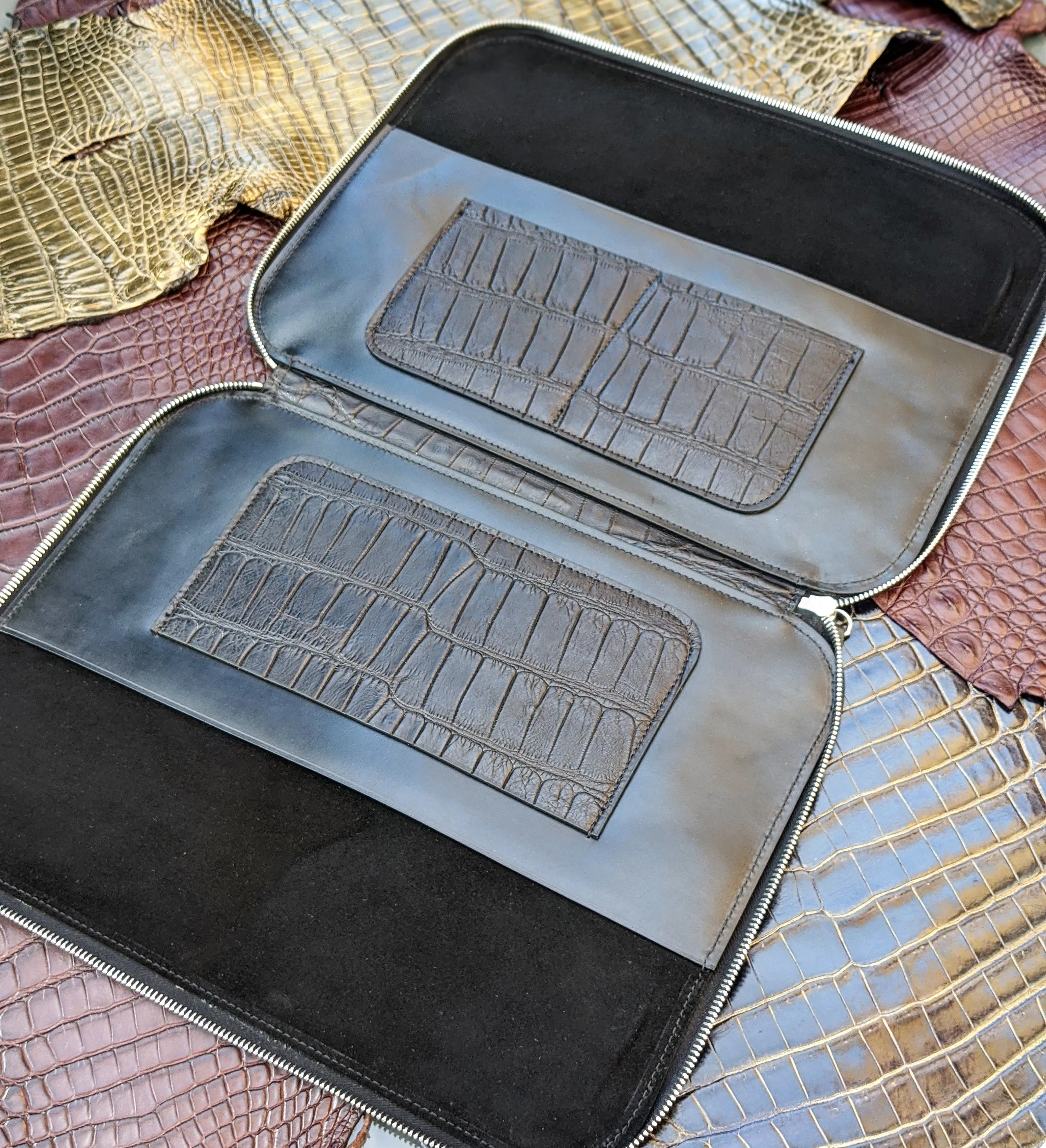 Laptop Case - Black Crocodile