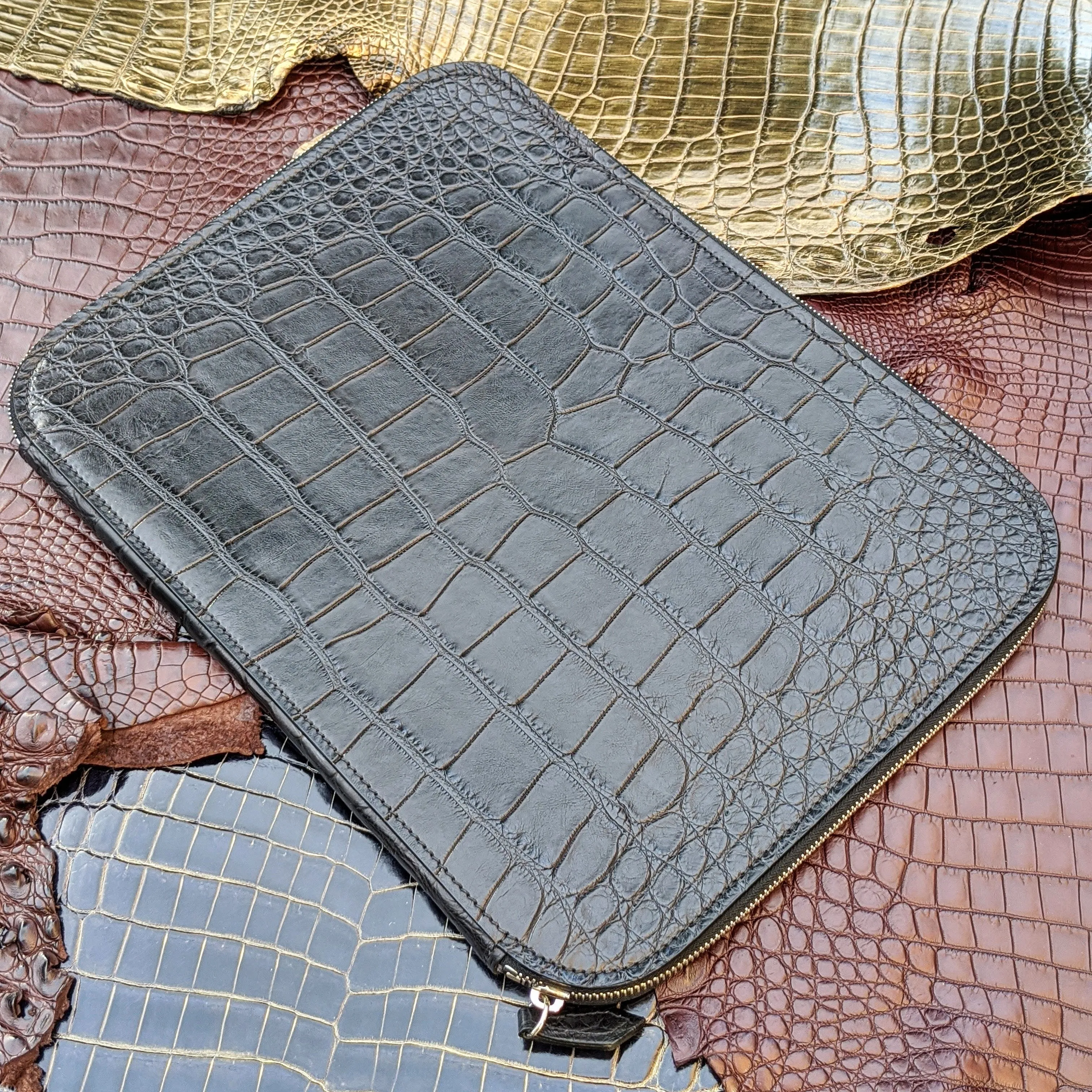 Laptop Case - Black Crocodile