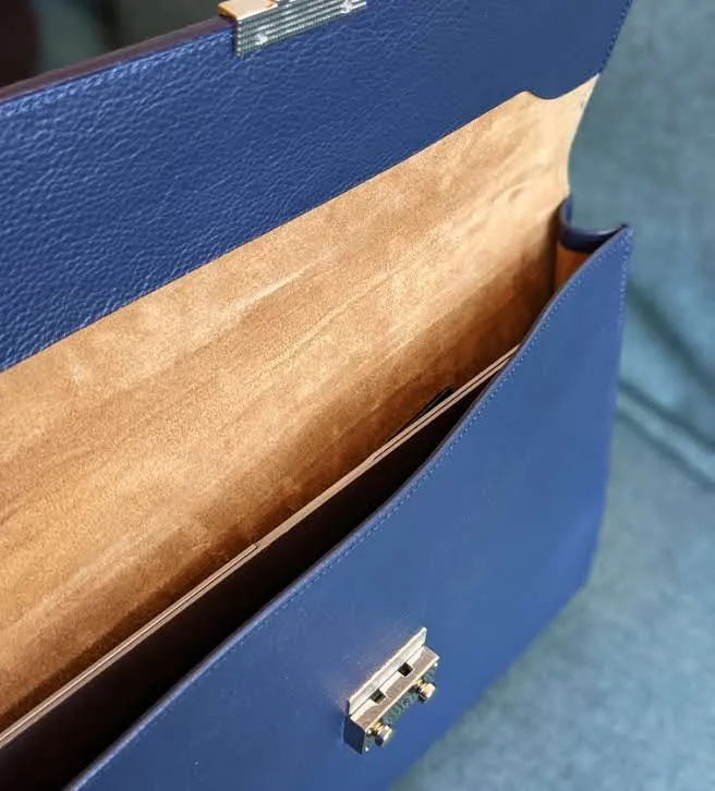 Laptop Case - Navy Blue Crocodile & Navy Blue Togo Leather