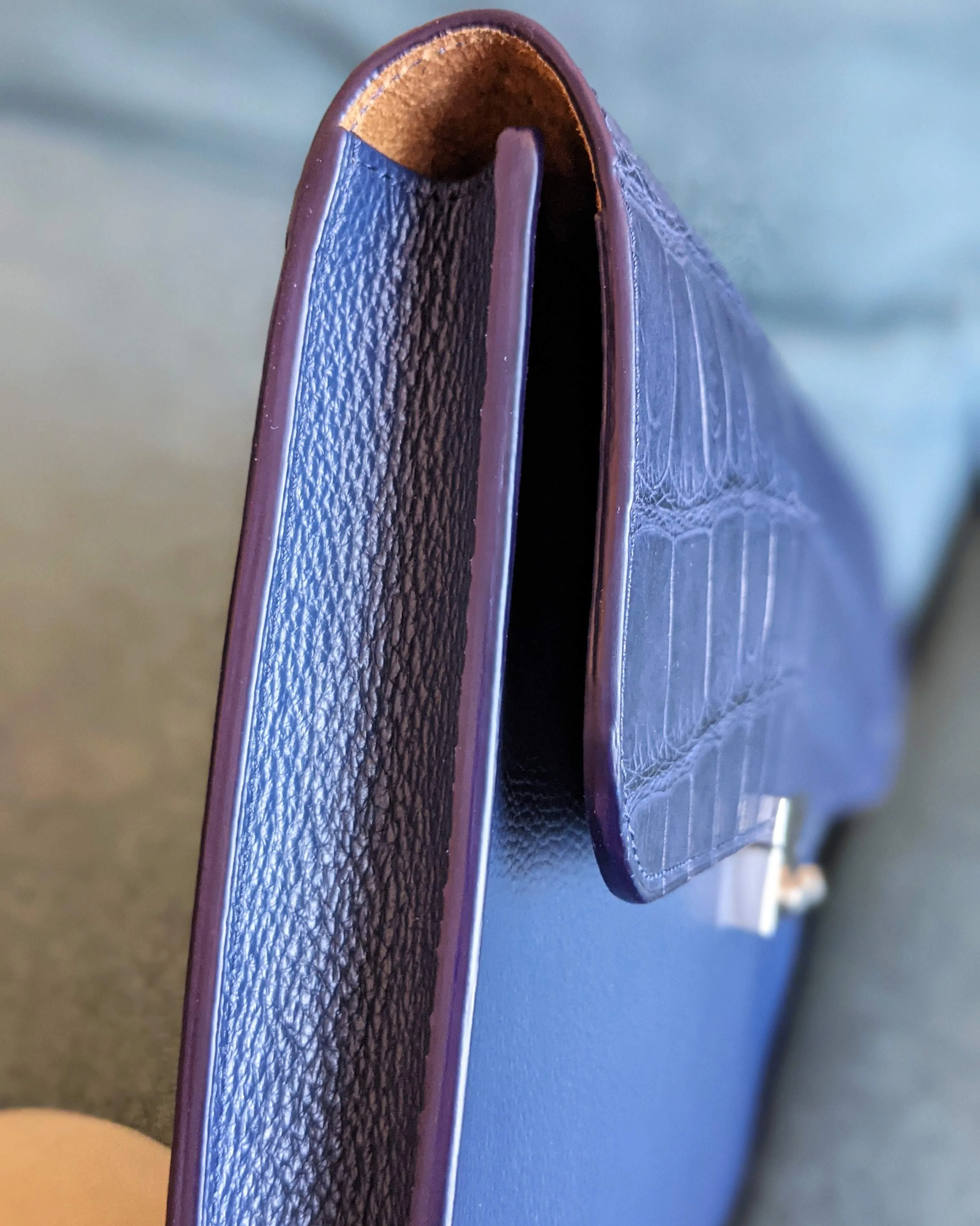 Laptop Case - Navy Blue Crocodile & Navy Blue Togo Leather