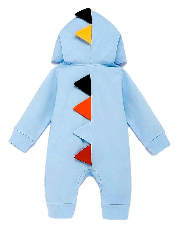 Light Blue Dinosaur Hooded Onesie with Coloured Spikes 6 to 24 months