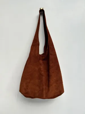Light Chocolate Suede Slouchy Tote