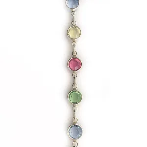 Light Multi-Color Crystals in Silver Chain by the Inch (#3046)