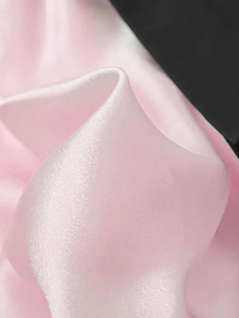 Light Pink V-neck Organza Fairy Dress With Black Belt