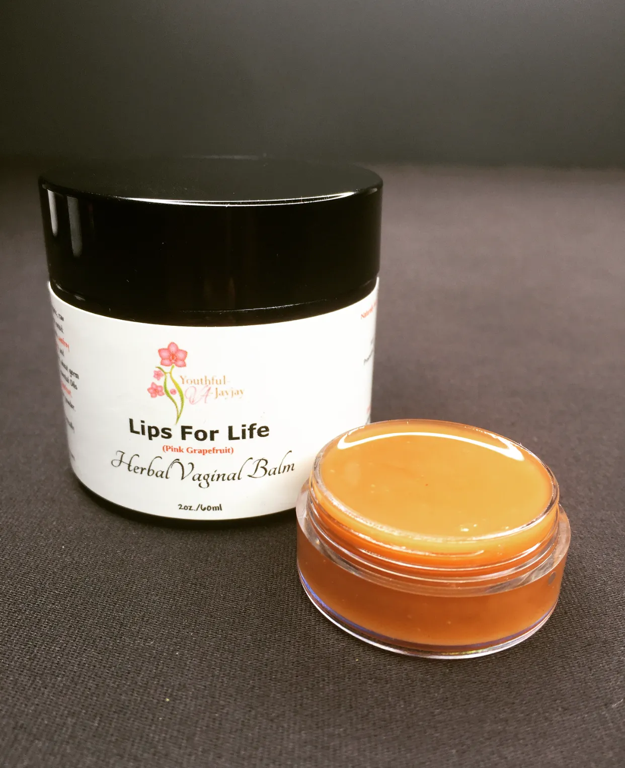 LIPS FOR LIFE: Organic Herbal Vaginal Balm, #3, Pink Grapefruit, Sample, 10ml