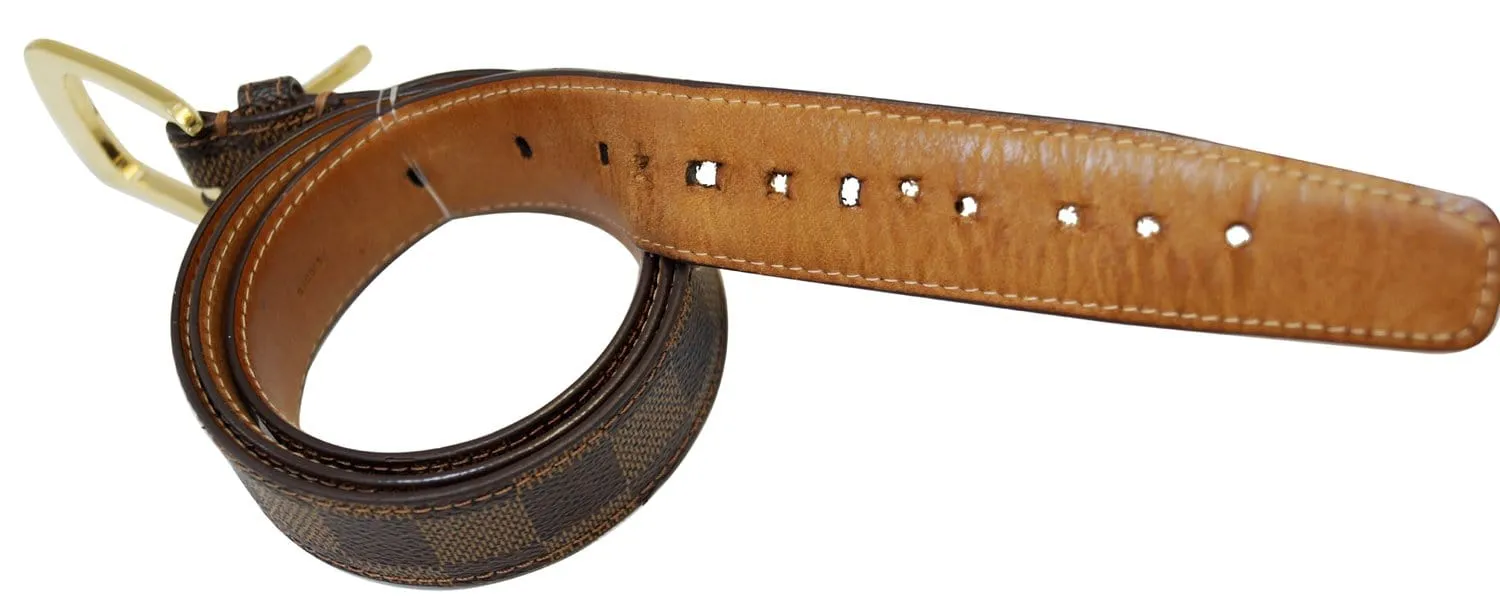 LOUIS VUITTON Damier Ebene Riveted Belt Size 90/36