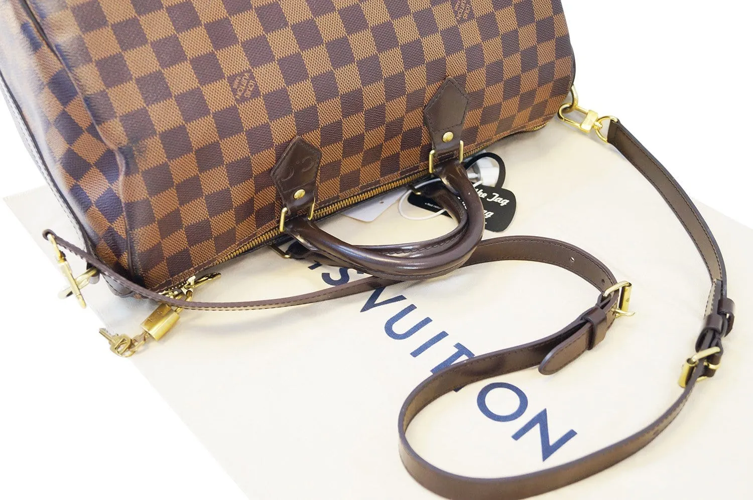 LOUIS VUITTON Damier Ebene Speedy 35 Bandouliere Handbag