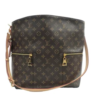 LOUIS VUITTON Melie Monogram Canvas Hobo Bag Brown