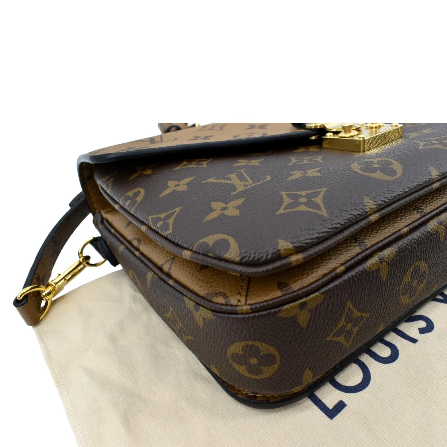 LOUIS VUITTON Metis Pochette Reverse Monogram Canvas Crossbody Bag Brown