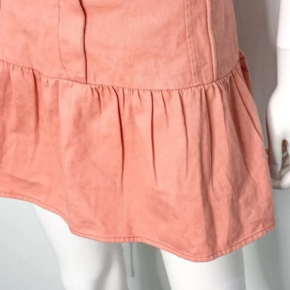 LoveShackFancy Dock Skirt in Tuscany Pink Coral Denim Mini Women's Size 12