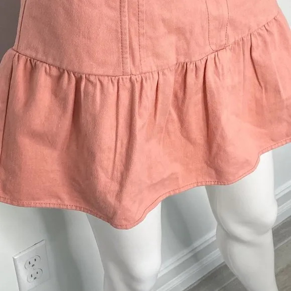 LoveShackFancy Dock Skirt in Tuscany Pink Coral Denim Mini Women's Size 12