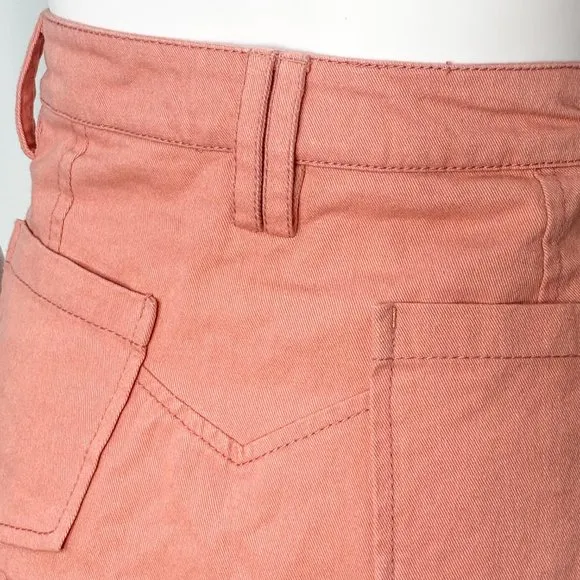 LoveShackFancy Dock Skirt in Tuscany Pink Coral Denim Mini Women's Size 12