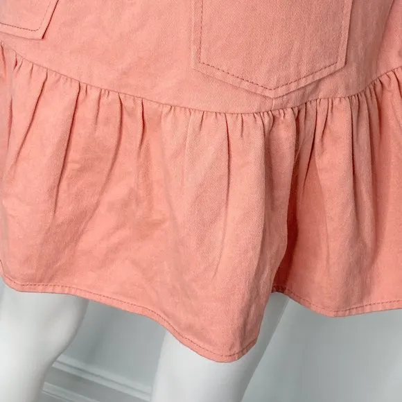 LoveShackFancy Dock Skirt in Tuscany Pink Coral Denim Mini Women's Size 12